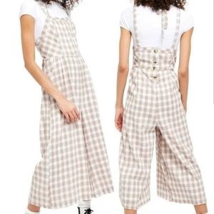 Free People Zuzu Seersucker wide leg jumpsuit - Size 6